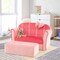 Pink Velvet Kids Sofa Chair Couch with Ottoman Set and Backrest for Bedroom or Playroom